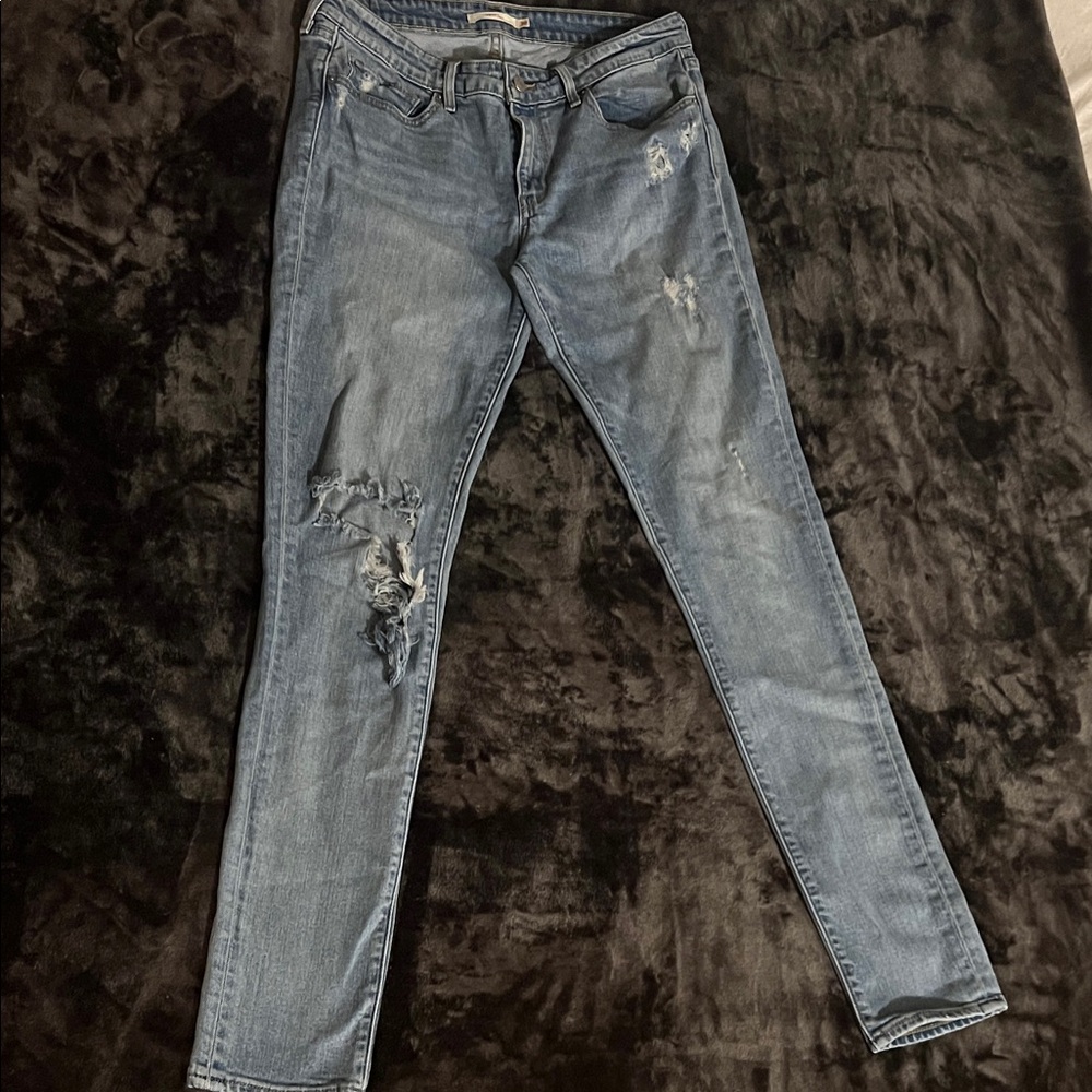 Stylish Distressed Blue Skinny Jeans